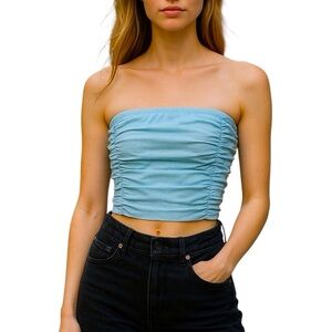 FREE PEOPLE UNDER IT ALL BANDEAU TOP WOMEN COLOR PALE BLUE SIZE S